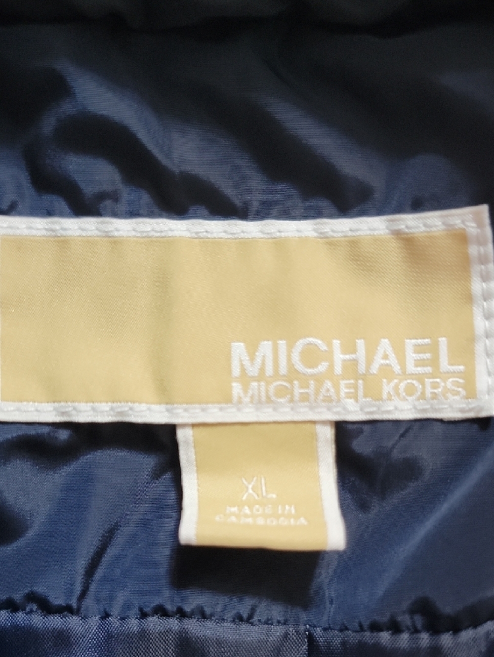 Michael Kors Navy Quilted Puffer Vest with Gold Zipper - Picture 2 of 6
